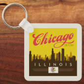 Chicago Illinois Skyline Sleutelhanger (Voorkant)