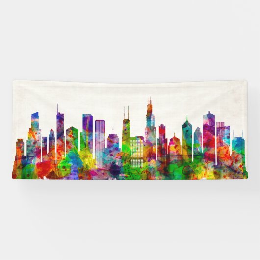 Chicago Illinois Skyline Spandoek (Horizontaal)