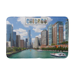 Chicago Illinois Skyline Travel Photo Badmat