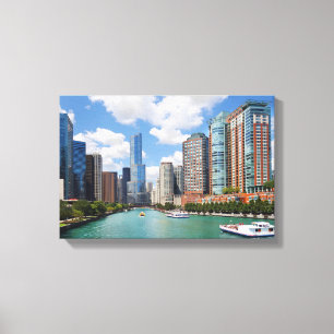 Chicago Illinois Skyline Travel Photo Canvas Afdruk