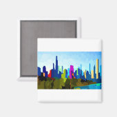 Chicago Illinois Skyline van Jon Baran Magneet (Voorkant / Achterkant)