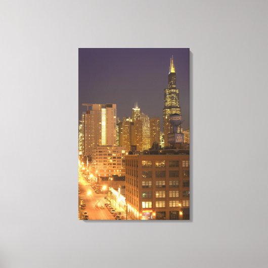 Chicago, Illinois, Skyline van West Loop bij Canvas Afdruk (Voorkant)