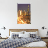 Chicago, Illinois, Skyline van West Loop bij Canvas Afdruk (Insitu (Slaapkamer))