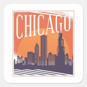 Chicago Illinois Skyline Vierkante Sticker
