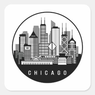 Chicago Illinois Skyline Vierkante Sticker