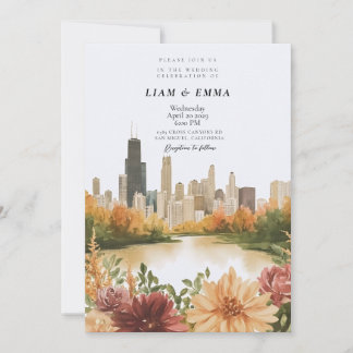 Chicago Illinois Skyline Wedding Invitation Kaart