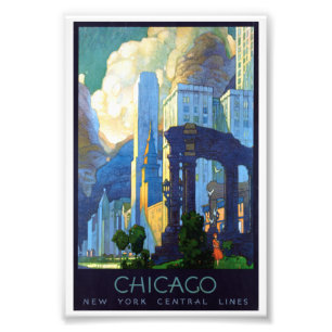 Chicago Illinois Train Poster