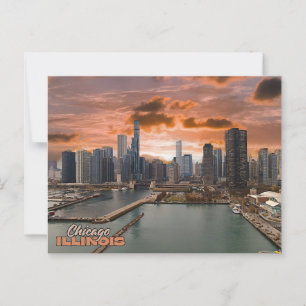 Chicago Illinois uitzicht tijdens zonsondergang an Briefkaart