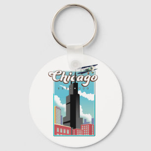 Chicago Illinois USA reisposter Magneet Sleutelhanger
