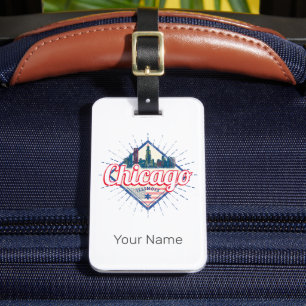 Chicago Illinois Verenigde Staten Retro Skyline Ve Bagagelabel
