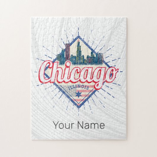 Chicago Illinois Verenigde Staten Retro Skyline Ve Legpuzzel (Verticaal)