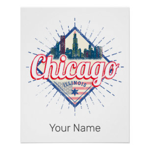 Chicago Illinois Verenigde Staten Retro Skyline Ve Perfect Poster
