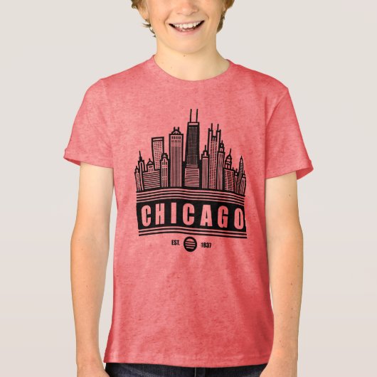 Chicago Illinois Verenigde Staten Tri-Blend Shirt (Voorkant)