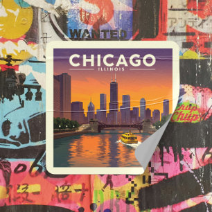 Chicago Illinois Vierkante Sticker