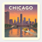  Chicago Illinois Vierkante Sticker (Voorkant)