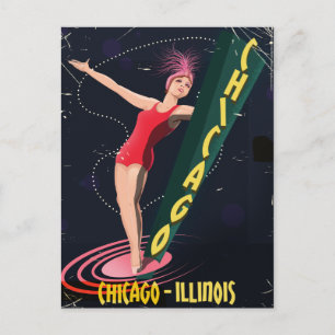 Chicago Illinois vintage REISPOSTER Briefkaart