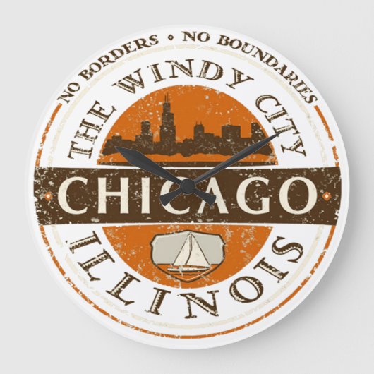 Chicago Illinois Wall Clock Grote Klok (Voorkant)