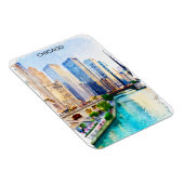 Chicago Illinois Waterverf City Uitzicht Magneet (Rechterzijde)