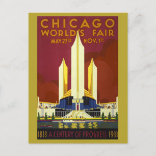 Chicago Illinois Worlds Fair Retro Reizen Briefkaart