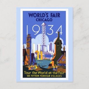 Chicago Illinois Worlds Fair Retro Reizen Briefkaart