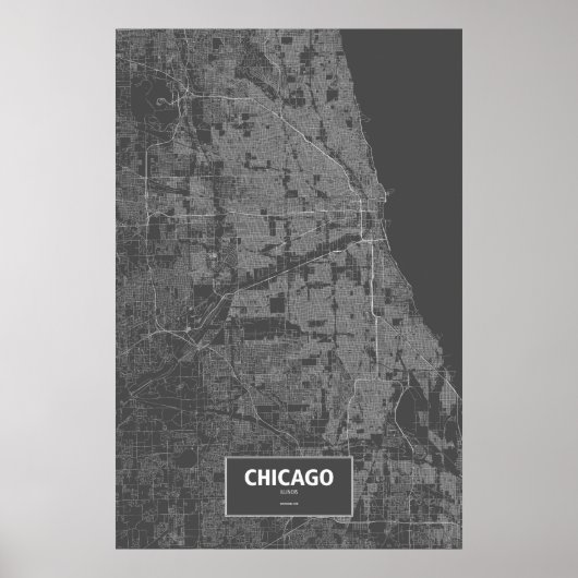 Chicago, Illinois (zwart wit) Poster (Voorkant)