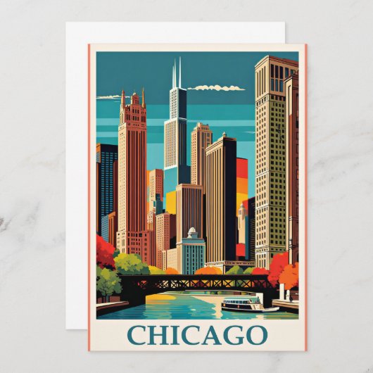 Chicago Illustratie Bedankkaart (Voorkant / Achterkant)