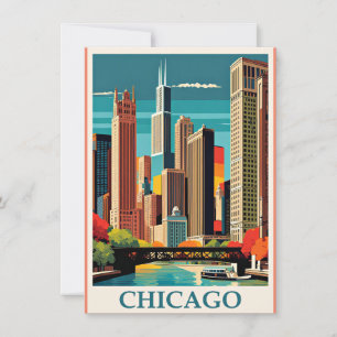 Chicago  Illustratie Notitiekaartje