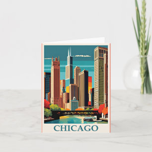 Chicago  Illustratie Notitiekaartje