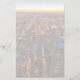 Chicago in de stad bij zonsondergang briefpapier