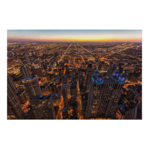 Chicago in de stad bij zonsondergang perfect poster