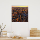 Chicago in de stad bij zonsondergang poster (Keuken)