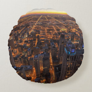 Chicago in de stad bij zonsondergang rond kussen