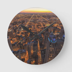 Chicago in de stad bij zonsondergang ronde klok