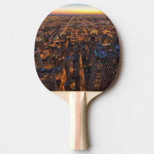 Chicago in de stad bij zonsondergang tafeltennisbatje