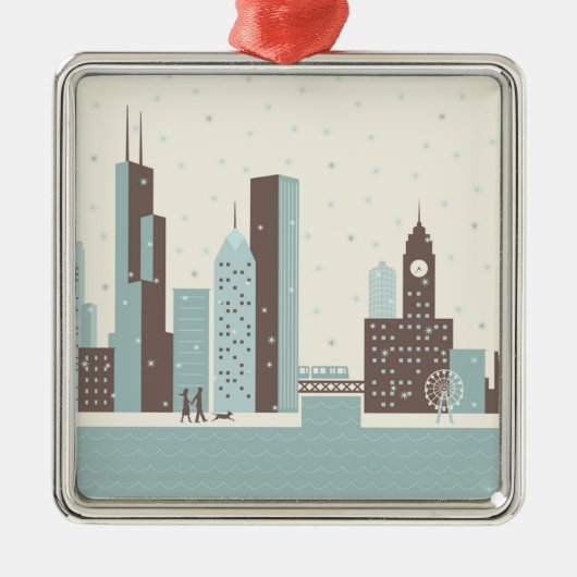 Chicago in de winter metalen ornament (Voorkant)