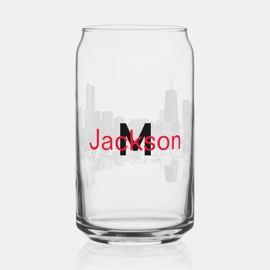 Chicago in graffiti met monogram blikvorm glas (Achterkant)