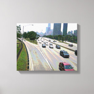 Chicago in zandsteen canvas afdruk