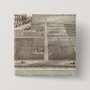 Chicago, Kay ranches Vierkante Button 5,1 Cm