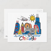 Chicago Kinder Skyline Briefkaart (Voorkant / Achterkant)