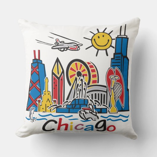 Chicago Kinder Skyline Kussen (Voorkant)