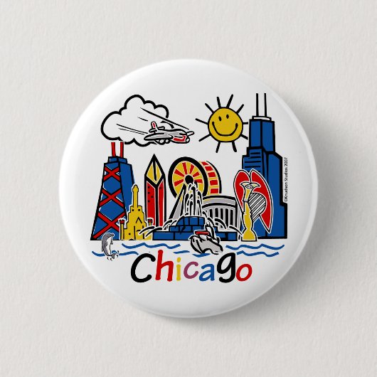 Chicago Kinder Skyline Ronde Button 5,7 Cm (Voorkant)