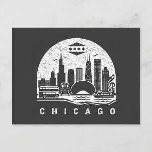 Chicago Klassieke Silhouet Aankondigingskaart