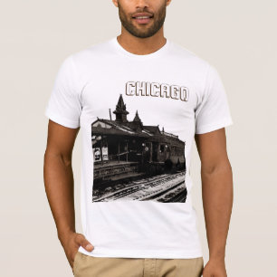 Chicago L 1950 Waterverf Sepia Fotosubway T-shirt
