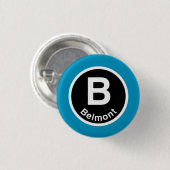 Chicago L Belmont Blue Line Ronde Button 3,2 Cm (Voorkant /achterkant)