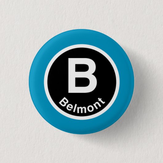 Chicago L Belmont Blue Line Ronde Button 3,2 Cm (Voorkant)
