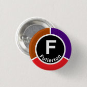 Chicago L Fullerton Brown/Red/Paars Line Ronde Button 3,2 Cm (Voorkant /achterkant)