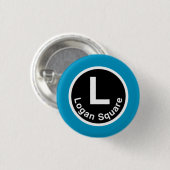 Chicago L Logan Square Blue Line Ronde Button 3,2 Cm (Voorkant /achterkant)