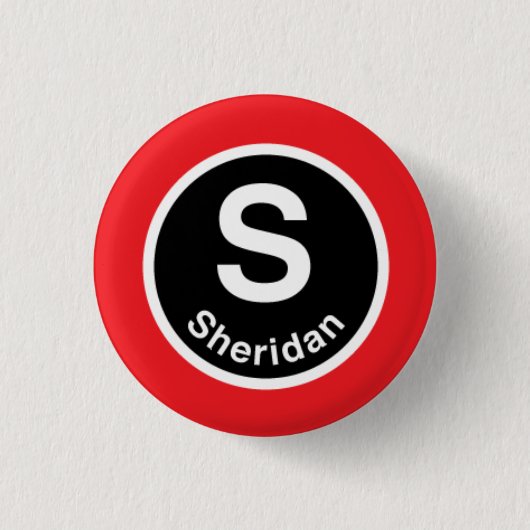 Chicago L Sheridan Red Line Ronde Button 3,2 Cm (Voorkant)