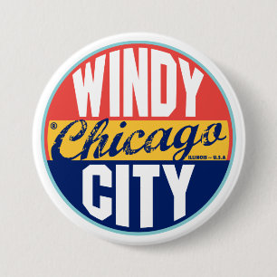 Chicago label ronde button 7,6 cm