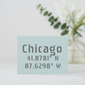 Chicago Latitude & Lengtegraad Briefkaart (Staand voorkant)